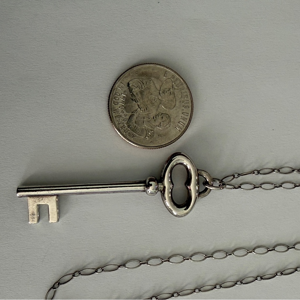 Silver Key Pendant Necklace - Picture 2 of 6